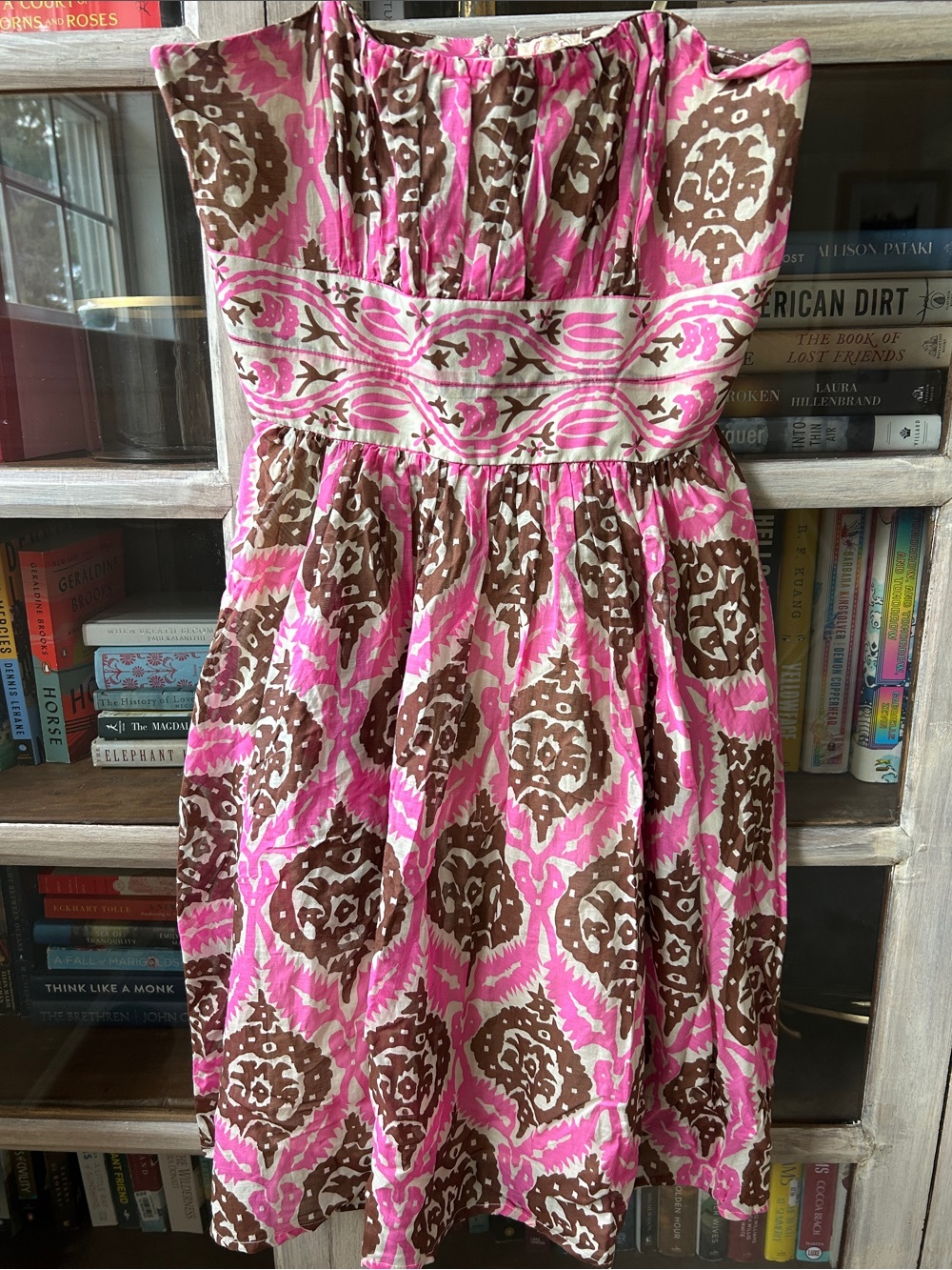 Plenty by Tracy Reese Pink and Brown Printed Strapless Dress